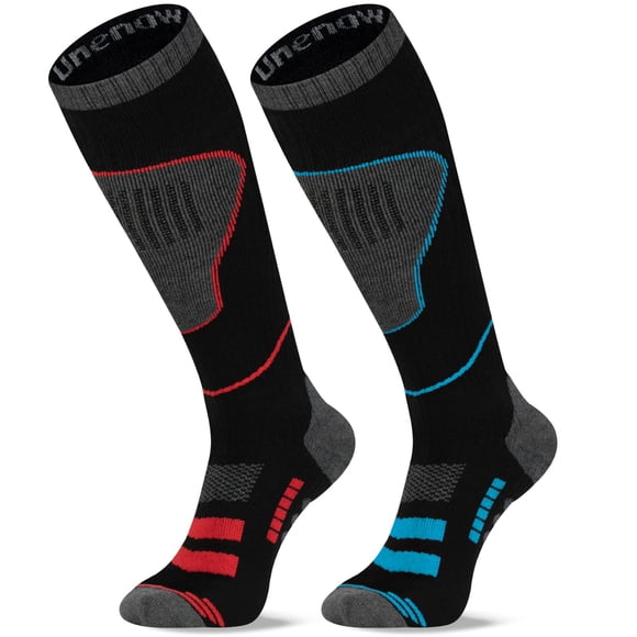 Calcetines de esquí Unenow de lana merino térmicos hasta la rodilla, 2 pares
