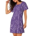 thumbnail image 2 of Vsdgher Chemise de Nuit à Manches Courtes Motif Fleurs Lavande pour Femmes, Col Rond, Mignonne, Confortable, 2 of 6