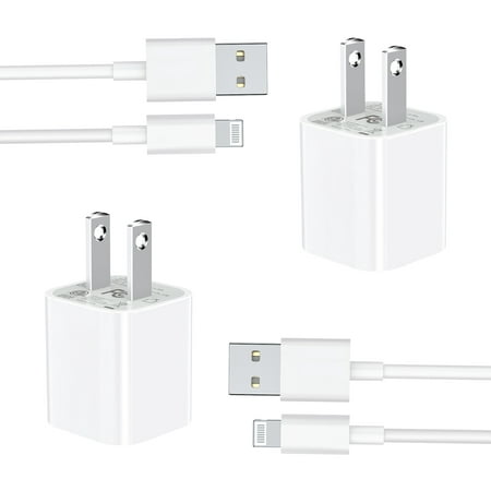 [Apple MFi Certified] iPhone Charger, 2Pack 3FT Lightning to USB Fast Charging & 2Pack USB Wall Quick Charge Compatible with iPhone 13