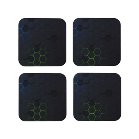 

Leather Coasters with Heat-resistant for Drinks Modern Hexagonal Neon Grid Cup Coasters Cup Pad Mat for Tabletop Protection Coffee Table Office Desk and Housewarming Gift