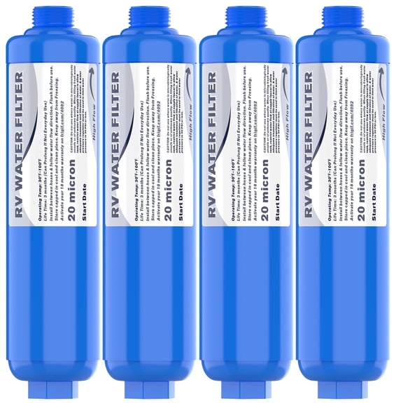 metuvoln RV Inline Water Filter,Reduces Odors,Bad Taste,3/4" Garden Hose Filter for Camping,Garden,Boat,Trailer,Motorhome(2PC)