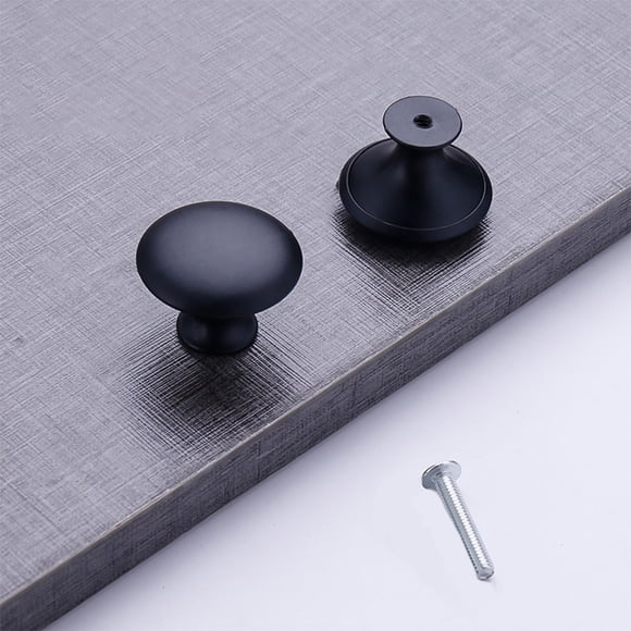 Aodebiao 1PC Cabinet Knobs - Stainless Steel Kitchen Cupboard Drawer Pulls, Silver/White/Black, Small Mushroom Style, for Closet, Dresser, Bathroom & Furniture (3cm Diameter, Includes Screws)