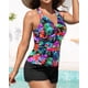 thumbnail image 4 of Traje de baño Tankini Tempt Me 2025 negro con estampado floral y pantalones cortos para mujer, 4 of 6