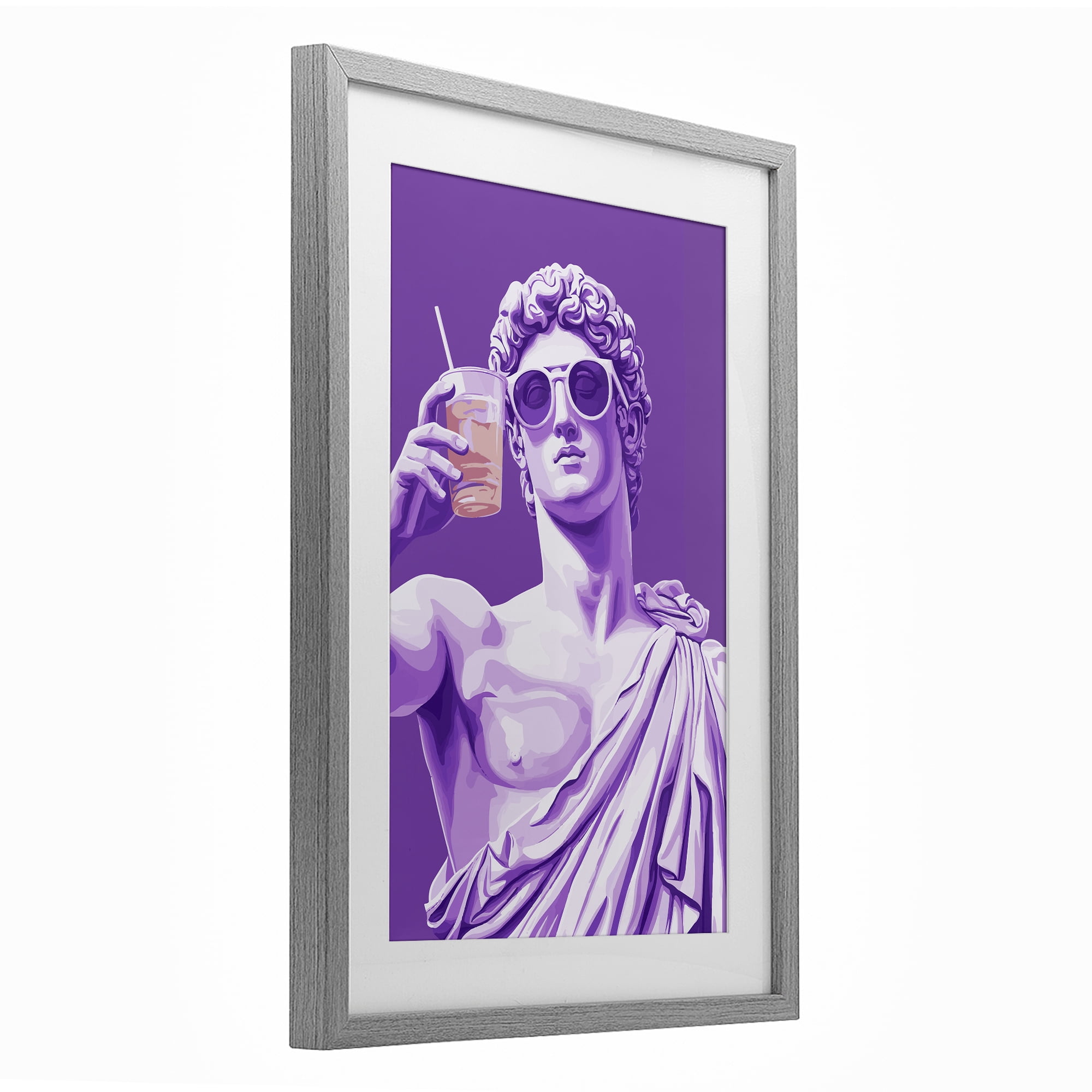 Stupell Industries Greek Statue Cheers Gray Framed Print Under Glass, design by Andreas Magnusson