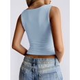 thumbnail image 2 of Women'S Sleeveless Square Neck Tank Top Double Layer Basic Crop Tops Summer Fitness Workout Casual Tops  Blue M, 2 of 6