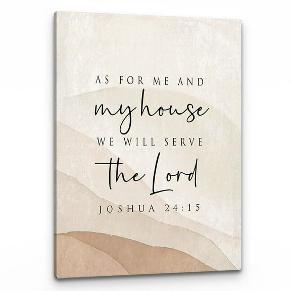 As For Me And My House We Will Serve The Lord Wall Art, Modern Christian Bible Verse Joshua 24:15 Print Framed Canvas Painting Artwork For Home Bedroom Living Room Office Decor