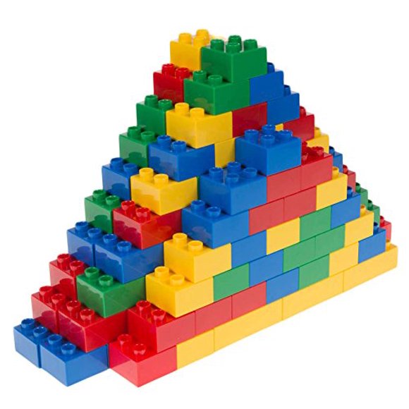Briks Classiques Big / Ensemble de Briques de Construction 100 % Compatible avec Toutes les Grandes Marques / 2 Grandes Tailles de Blocs pour 3+ / Briques de Construction de Qualité Supérieure en Bleu, Vert, Rouge et Jaune / 108 Pcs