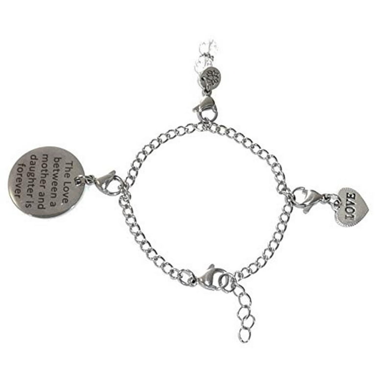 Charm Bracelet, Starter, Stainless Steel Chain, for Clip on Charms, Women's Jewelry Message, Comes in A Gift Bag (Charm Bracelet with Love Between A