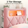 thumbnail image 5 of Anyact Twin Bed Frame with 2-Tier Storage Headboard, Metal Platform Bed Frame with 2 Storage Drawers, Built in Charging Station & LED, Pink, 5 of 11