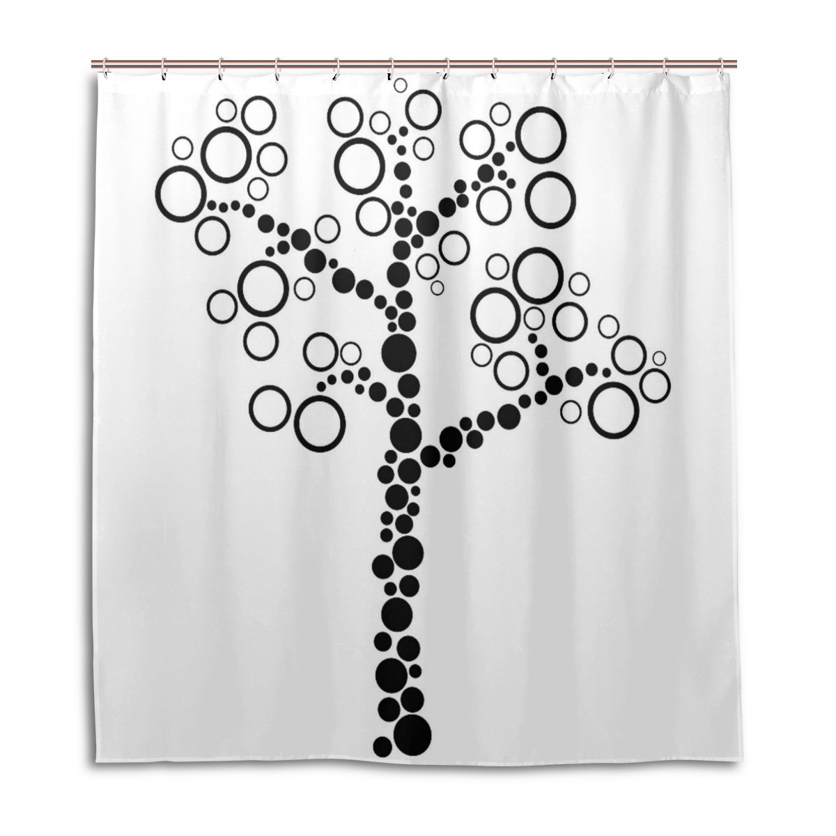 POPCreation Black And White Spots Tree Shower Curtain Waterproof