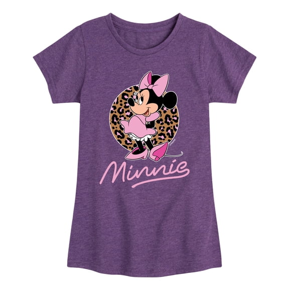 Mickey & Friends - Minnie Leopard Print - Toddler And Youth Girls Short Sleeve Graphic T-Shirt
