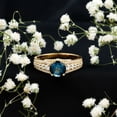 thumbnail image 6 of Rosec Jewels - Natural London Blue Topaz Engagement Ring with Moissanite Side Stones - 8 mm Round Ring - AAA Quality, 18K Yellow Gold, US 8.50, 6 of 9