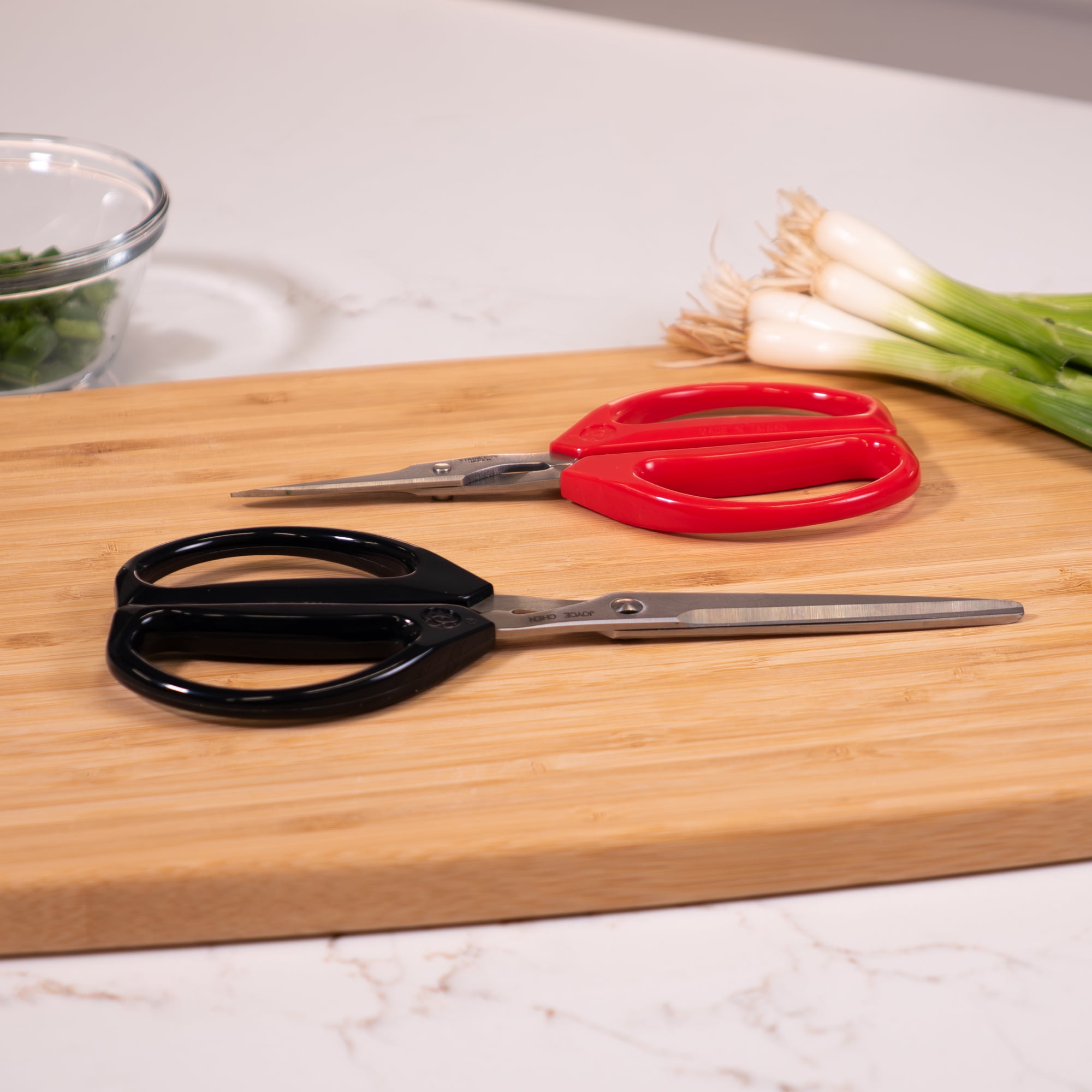 Joyce Chen Kitchen Shears 2-Pack - Includes 8-inch Deluxe and 6-inch Original Unlimited Kitchen Scissors, Dark Navy and Red Handles