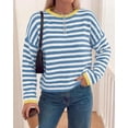 thumbnail image 5 of BTFBM Women's Lightweight Oversized Striped Sweater | Soft Knit Cozy Sweaters, Crew Neck Long Sleeve Pullover, y2k Color Block, Casual Holiday Outfits, Winter Fall Clothes, 5 of 8