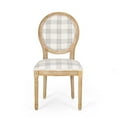 thumbnail image 4 of GDF Studio Newman French Country Upholstered Dining Chairs, Set of 2, Gray Plaid, Light Beige Fabric, and Natural, 4 of 12