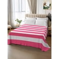 thumbnail image 2 of Pink Striped King Size Flat Sheet, Wrinkleproof & Fadeproof Cooling Flat Bed Sheet Only, Modern Simple Monochrome Geometric White Breathable Soft Bedding Top Sheets 105 x 98 Inches, 2 of 8