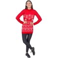 thumbnail image 2 of Ugly Christmas Sweater Dress Lights Red Reindeer Snowflakes Knit Sweater, 2 of 3
