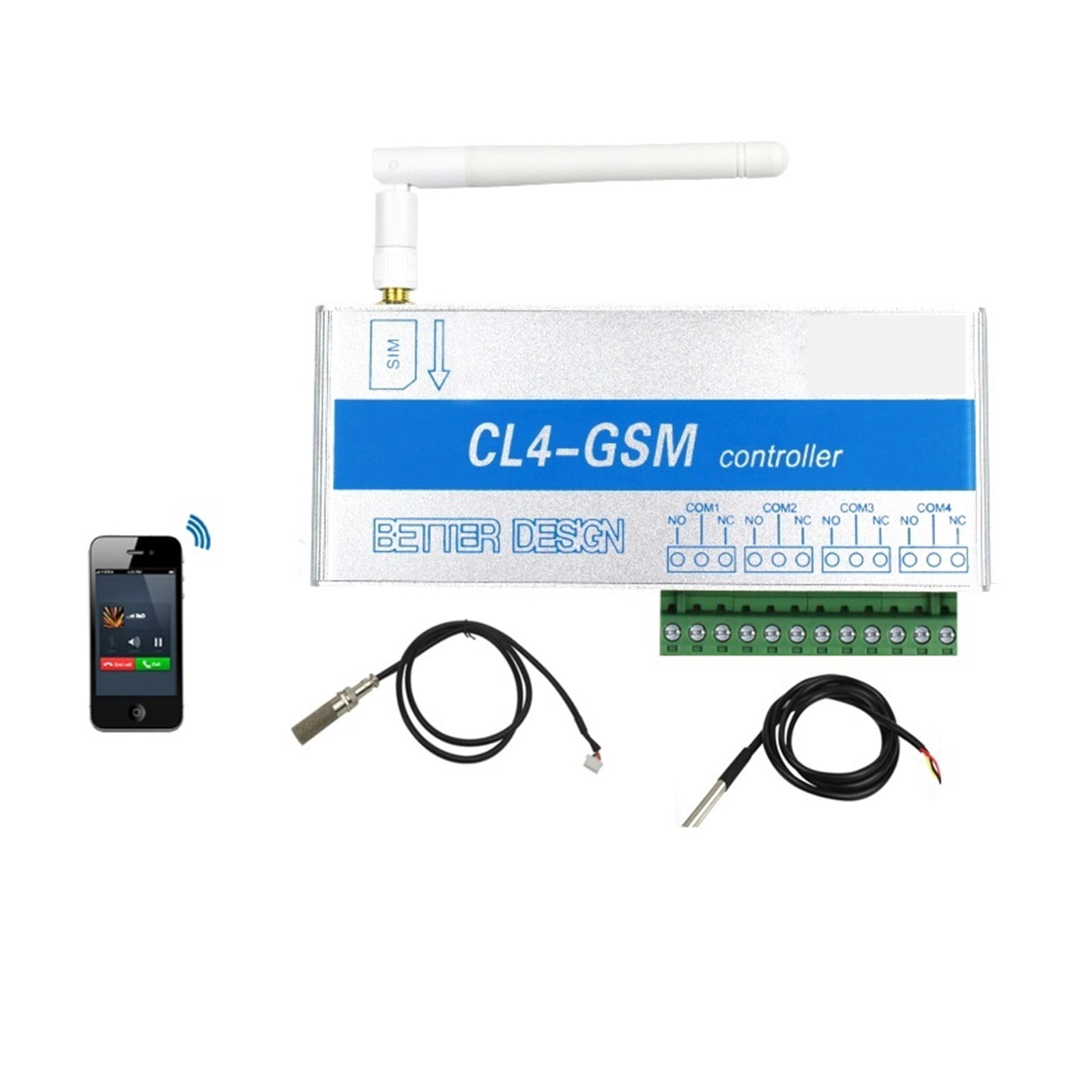 GSM Switch SMS Controller 4 Relays Garage Door CL4-GSM With Temperature Sensor Power Failure Alert For Home Electrical Devices