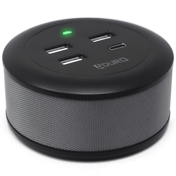 Aduro PowerUp Flair USB Charging Station for Multiple Devices Desktop Fast Charger 4-Port USB Hub for iPhone iPad Tablets Smartphones Black