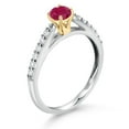 thumbnail image 3 of Gem Stone King 0.53 Ct Red Ruby G/H Lab Grown Diamond 10K White and Yellow Gold Engagement Ring (Size 5), 3 of 4