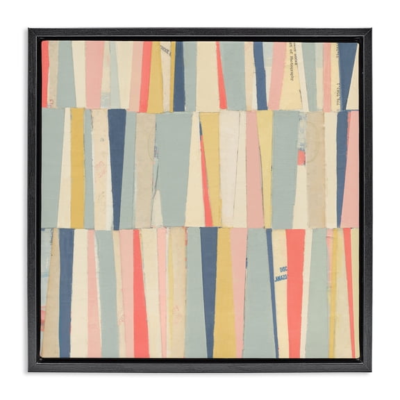 Stupell Industries Mid-Century Pastel Shapes Collage Black Floating Frame Canvas Art, 18 x 18, by Pippin Schupbach