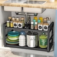 thumbnail image 4 of 2 Tier Under Sink Organizer Under Sink Expandable Cabinet Shelf Heightening Guardrail Multifunctional Kitchen Shelf Bathroom Cabinet Shelf Organizer Rack, 26-cm Length Adjustment,2 Floors,30 * 40CM, 4 of 8