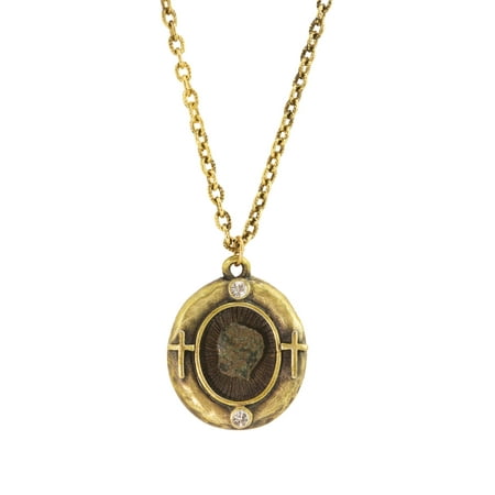 Gold Tone Widow's Mite Coin Pendant With Verse