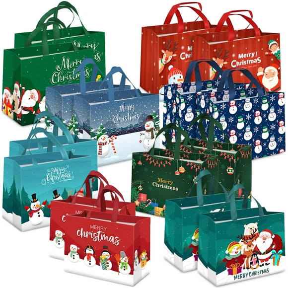 Bolsas de Regalo Navideñas TranquilBliss 16 Unidades Reutilizables de Tela No Tejida
