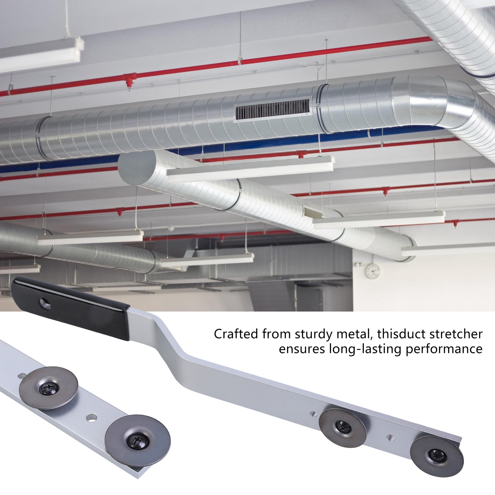 RUISINERY Functional 16Inch Metal Duct Stretcher Tool Featuring Offset Handle and Sliding Washers for Easy Grip and Operations