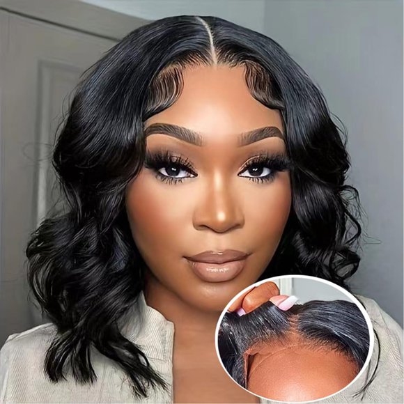 Daveila Body Wave Glueless Wig Human Hair Pre Plucked Pre Cut Glueless Lace Front Wig Ready to Wear 6x4 Body Wave Closure Wig Human Hair 180% Density Body Wave Pre Pluck