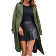 thumbnail image 4 of Long Sleeve Spring Fall Solid Color Double Breasted Casual Lapel Long Trench Coat, 4 of 5