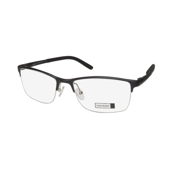 CONTRAST METTLE EYEGLASS FRAME/GLASSES HALF-RIMLESS WITH SOFT NOSEPADS FOR MEN