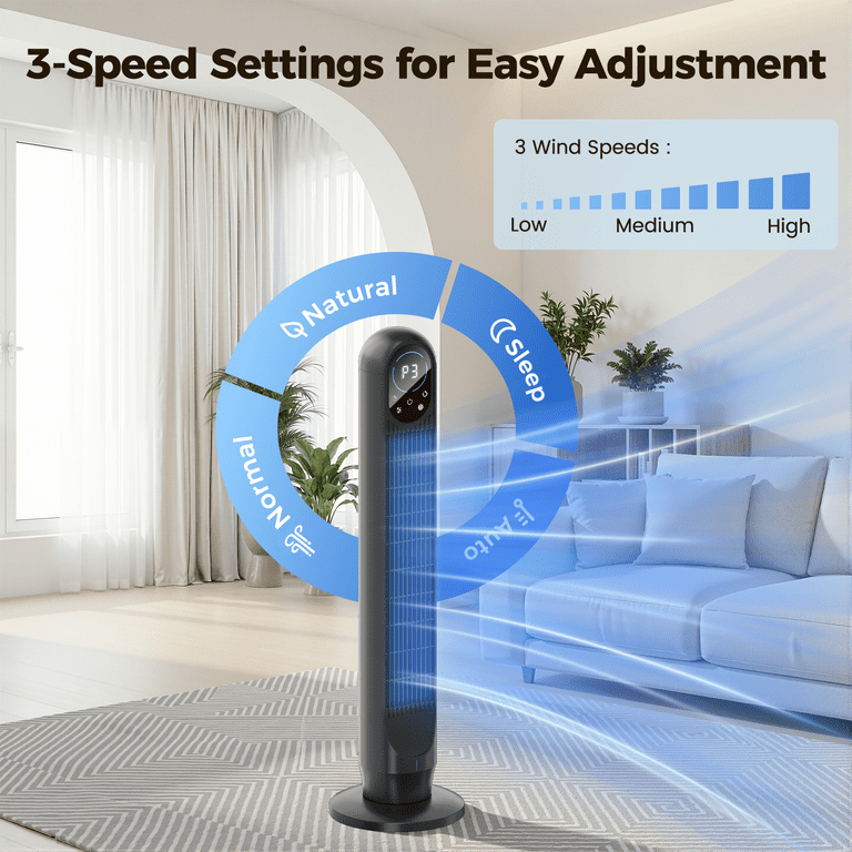 Patbrela 31" Tower Fan with Remote, 4 Modes, 12H Timer photo 3