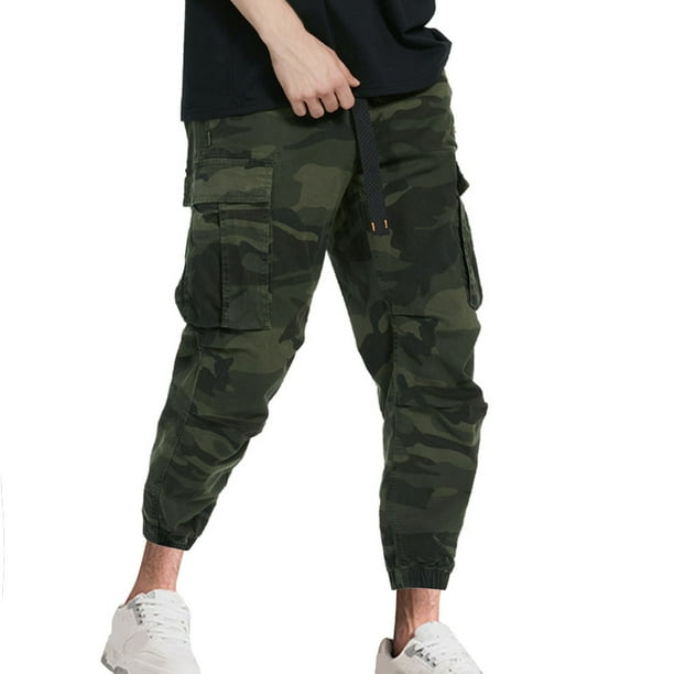 Puntoco Pantalones ajustados de longitud completa con bolsillos laterales y pies pequeños para hombre