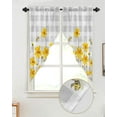 thumbnail image 3 of Floral Swag Valance Curtains Yellow Honey Bee Summer Flowers Gray Plaid Rod Pocket Kitchen Curtains Scalloped Window Treatment Valances Swag Curtains For Living Room 1 Pair 28"w X 36"l, 3 of 8