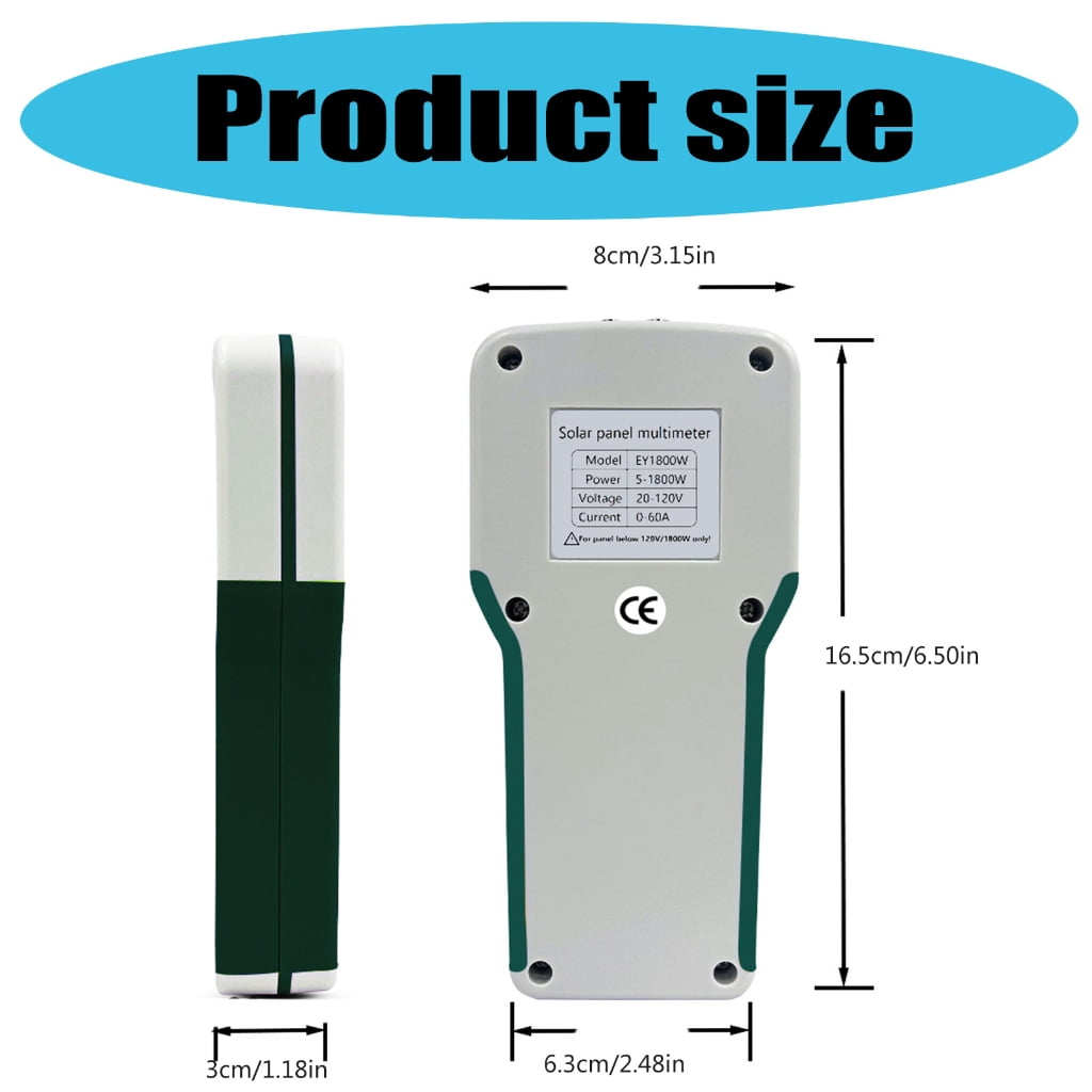 Solars Panel Multimeter Tester MPPT Photovoltaic Analyzers 5 1800W 20 120V 0 60A With LCD Display And Auto Detection