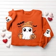 thumbnail image 7 of Women's Halloween Sweatshirt Cute Ghost Print Long Sleeve Crew Neck Relaxed Fit Casual Pullover Fall Holiday Party Tops 2026, 7 of 7
