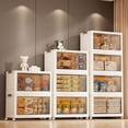 thumbnail image 4 of Luku 5 Tier Plastic Storage Boxes with Lid, Stackable Storage Boxes with Wheels, Foldable Storage Drawers Box with Front Door, Plastic Containers for Living Room Bedroom Organisation, 4 of 7