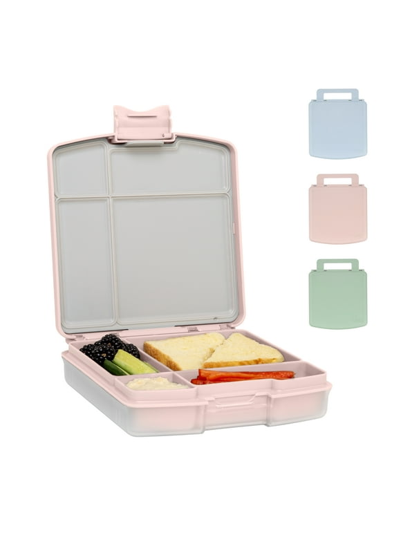 Ubbi Bento Lunch Box for Kids with 4 Compartments, Dishwasher Safe Lunch Box, BPA Free, Blush Pink