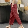 thumbnail image 2 of Seductiva Women's Wide Leg Pants High Waist Linen Capris for Women Drawstring Elastic Waist Harem Pant Basic Lightweight Linen Pant Beach Pants Loose Fit, 2 of 4