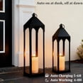 thumbnail image 4 of Large Solar Outdoor Lanterns, 24" & 18" Tall Black Metal Waterproof Decorative Candle Lantern for Front Porch Patio Table Indoor , Set of 2$$Tools & Hardware Other, 4 of 8