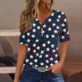 thumbnail image 2 of July 4th Shirts USA Flag Printed V-neck T-Shirts for Women Independence Day Short Sleeve Graphic Tees (XL, Dark Blue), 2 of 5