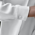 thumbnail image 7 of Men Dress Shirts Ice Silk Long Sleeve Button Big and Tall Down Shirt Fashion Leisure Wedding Party Prom White M, 7 of 7