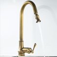 thumbnail image 3 of Antique Bronze Antique Brass Kitchen Faucet, Copper Single Hole Widespread Mixer Taps With Pull Out Sprayer-, 3 of 4