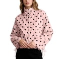 thumbnail image 3 of Sewkxo Colorful world Womens Polka Dot Jacket Drawstring Hem Button Front Cropped Lightweight Jacket Relaxed fit Coat with Pockets,Pink L, 3 of 6
