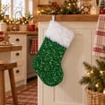thumbnail image 3 of PryvnHome Christmas Stocking Sequin Stocking with Faux Fur Trim and Hanging Loop for Tree Decoration Candy Bag, 3 of 6
