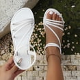 thumbnail image 5 of Hinvhai Women's Flat Sandals, Comfort Slip-on Elastic Ankle Strap Slingback Light Weight Casual Walking Sandals White 9.5(43), 5 of 8