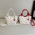 thumbnail image 3 of Hfppkn Cherry Print PU Leather Tote Bag Detachable Strap Crossbody Handbag for Work Travel 23x17x9cm White, 3 of 7