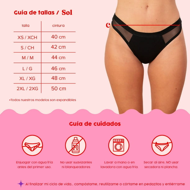 Culotte Calzon Menstrual Lavable Sol Panties Algodon Flujo Moderado Culotte Sol