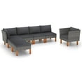 thumbnail image 1 of vidaXL 7 Piece Garden Lounge Set Poly Rattan and Eucalyptus Wood Grey, 1 of 5